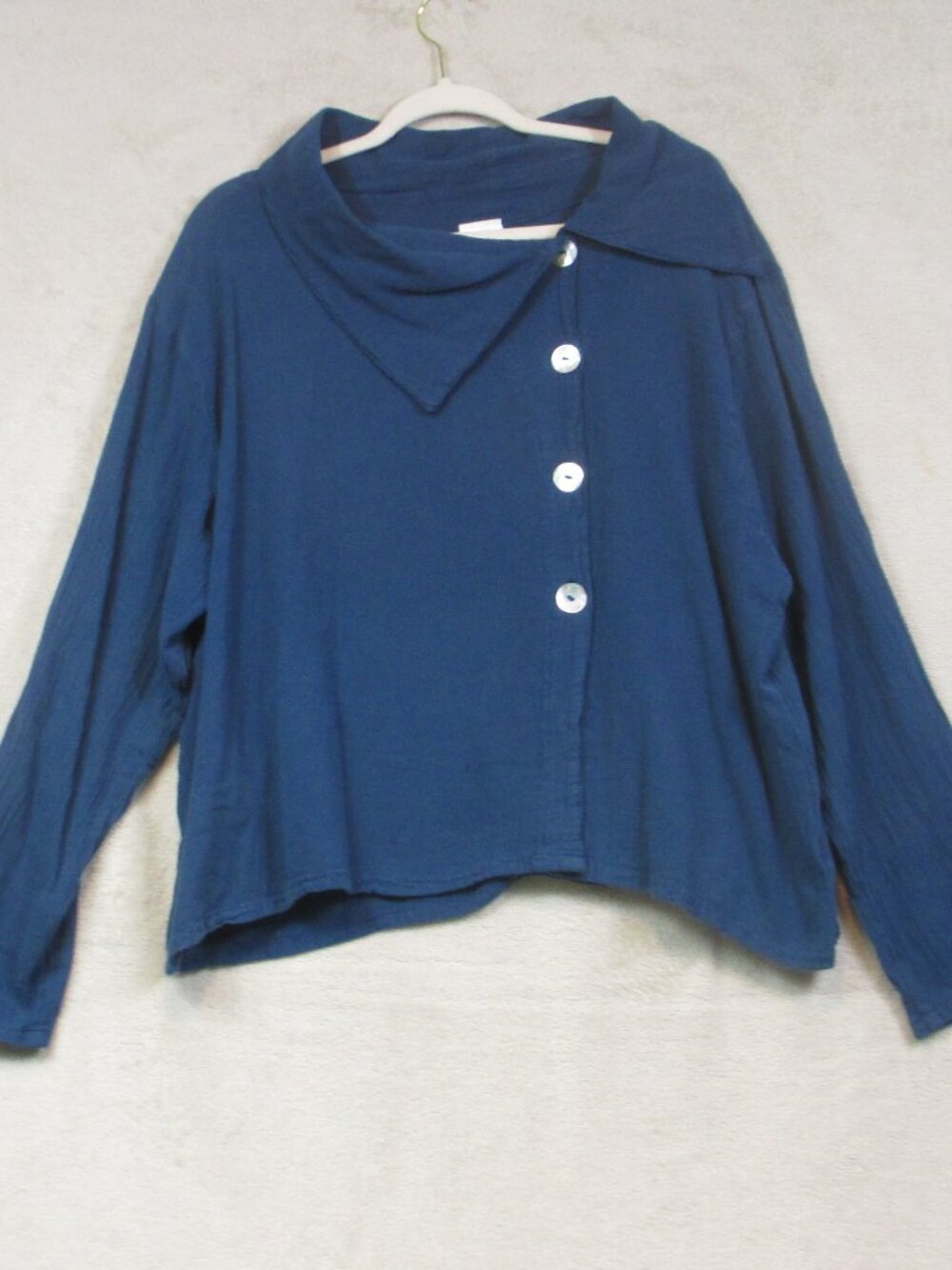 Oh My Gauze Size 1 (S/M)Oversized Lagenlook Jacket Dark Teal Crinkle Cotton